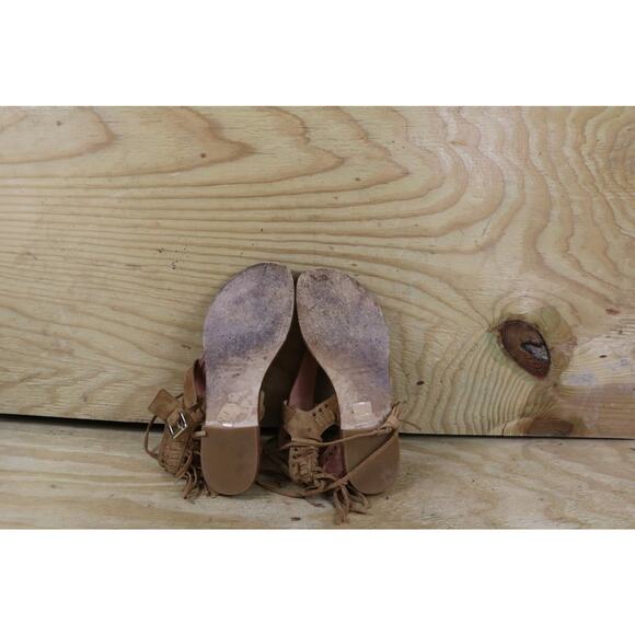 Sigerson Morrison Sandals Womens 7 Brown Suede Alysa Thong Fringe Buckle Flats - Picture 7 of 8